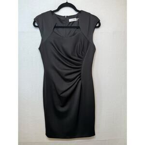 Calvin KleinBlack Ruched Sheath Cap Sleeve Dress, Size 6